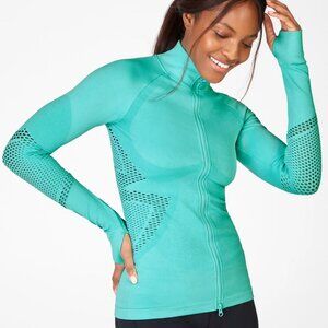 Mia Mock Neck Seamless Jacket - Lunar Blue Size S